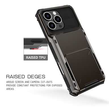 SKALO iPhone 16 Pro Max Armor Suojakuori korttikotelo - Musta