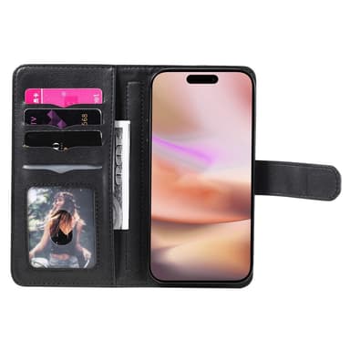 SKALO iPhone 16 Plus 10-lokeroa Lompakkokotelo - Musta