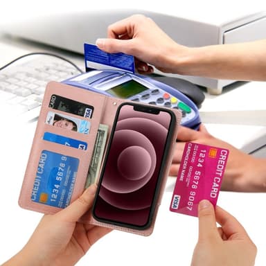 SKALO iPhone 16 Pro DOLIZMA 2 in 1 magneettinen lompakkokotelo - Ruusukulta