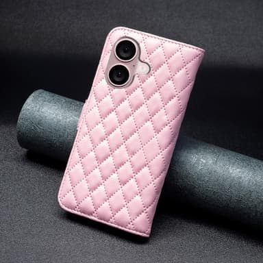 SKALO iPhone 16 Plus BINFEN COLOR Tikattu Lompakko - Pinkki