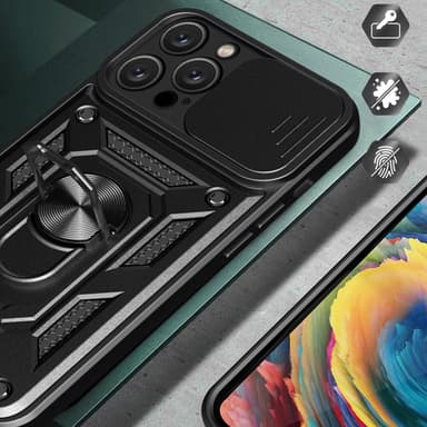 SKALO iPhone 16 Pro Max Armor hybridi metallirengas kameran liukusäädin - Musta