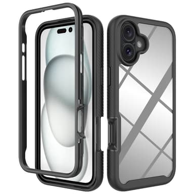 SKALO iPhone 16 Plus Iskunkestävä Clear Hybridi Suojakuori - Musta