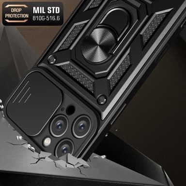 SKALO iPhone 16 Pro Max Armor hybridi metallirengas kameran liukusäädin - Musta