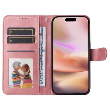 SKALO iPhone 16 Plus PU-nahkainen Lompakkokotelo - Pinkki