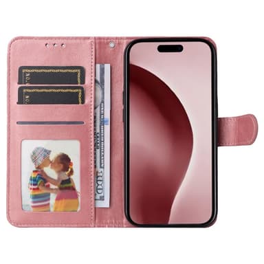 SKALO iPhone 16 Pro PU-nahkainen Lompakkokotelo - Pinkki