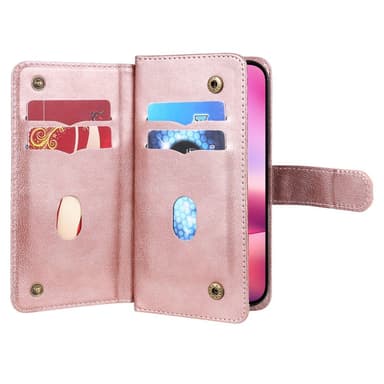 SKALO iPhone 16 10-lokeroa Lompakkokotelo - Ruusukulta