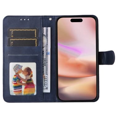 SKALO iPhone 16 Plus PU-nahkainen Lompakkokotelo - Sininen