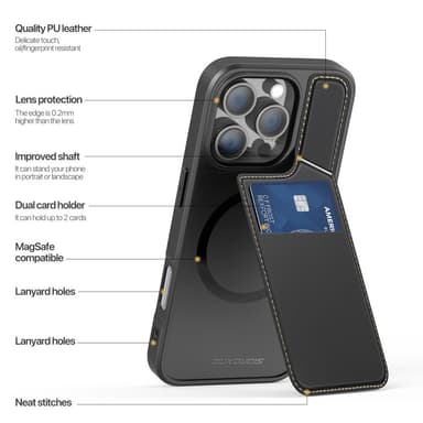 DUX DUCIS iPhone 16 Pro Max Rafi II Series Suojakuori jossa on Korttipidike - Musta