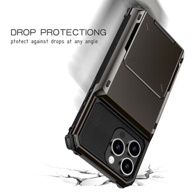 SKALO iPhone 16 Pro Max Armor Suojakuori korttikotelo - Musta