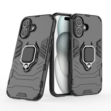 SKALO iPhone 16 Armor Hybridi metallirengas kuori - Musta