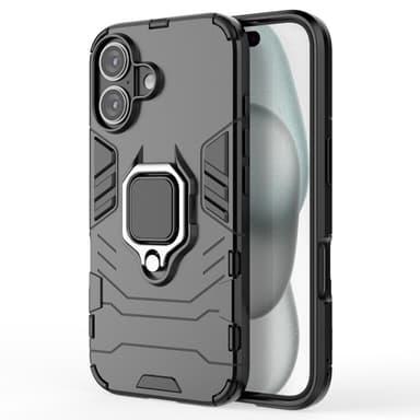 SKALO iPhone 16 Armor Hybridi metallirengas kuori - Musta