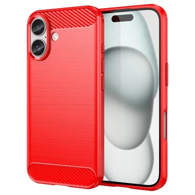 SKALO iPhone 16 Armor Carbon Iskunkestävä TPU suojakuori - Punainen