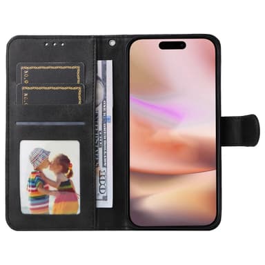 SKALO iPhone 16 Plus PU-nahkainen Lompakkokotelo - Musta