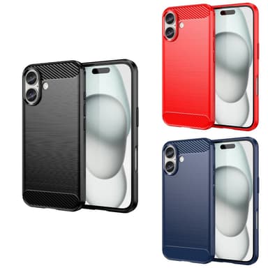 SKALO iPhone 16 Armor Carbon Iskunkestävä TPU suojakuori - Punainen