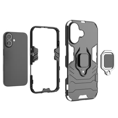 SKALO iPhone 16 Armor Hybridi metallirengas kuori - Musta