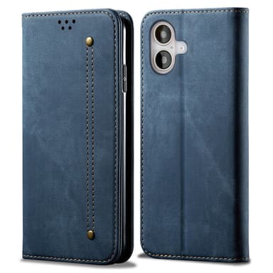 SKALO iPhone 16 Plus Jeans Lompakkokotelo - Sininen