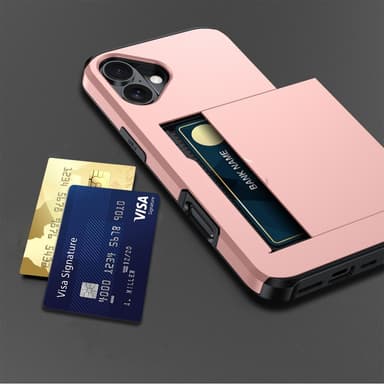 SKALO iPhone 16 Plus Armor Suojakuori korttikotelo - Ruusukulta