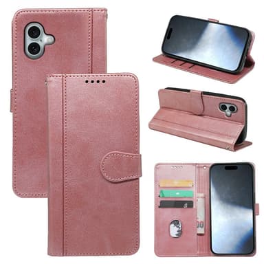 SKALO iPhone 16 Plus Lompakkokotelo PU-nahkaa - Ruusukulta
