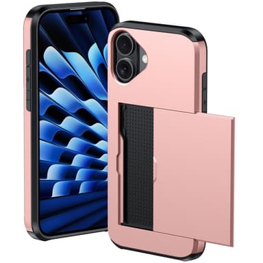 SKALO iPhone 16 Plus Armor Suojakuori korttikotelo - Ruusukulta