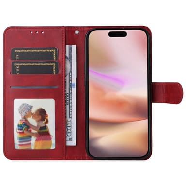 SKALO iPhone 16 Plus PU-nahkainen Lompakkokotelo - Punainen