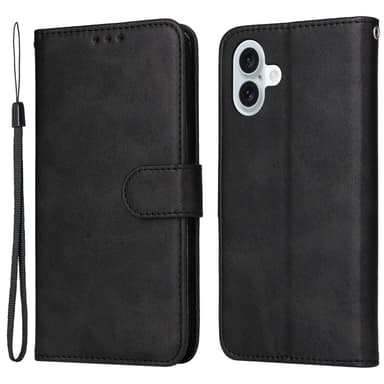 SKALO iPhone 16 Plus PU-nahkainen Lompakkokotelo - Musta
