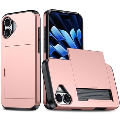 SKALO iPhone 16 Plus Armor Suojakuori korttikotelo - Ruusukulta
