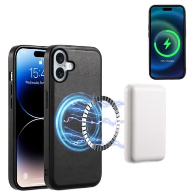 DENIOR iPhone 16 D12 Kuori+Lompakko - Musta