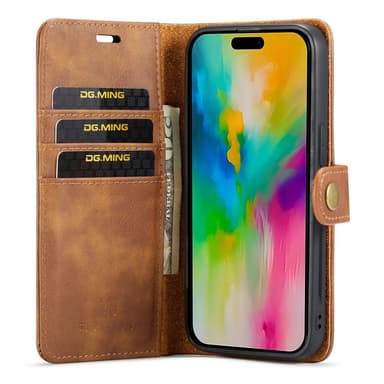 DG MING iPhone 16 Pro Max 2-in-1 magneetti lompakkokotelo - Ruskea