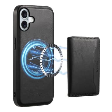 DENIOR iPhone 16 D12 Kuori+Lompakko - Musta