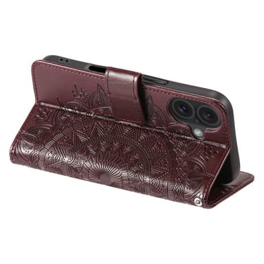 SKALO iPhone 16 Plus Mandala lompakkokotelo - Ruskea