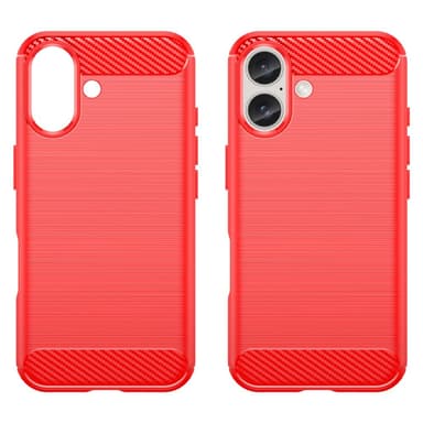 SKALO iPhone 16 Armor Carbon Iskunkestävä TPU suojakuori - Punainen