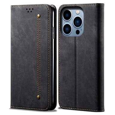 SKALO iPhone 16 Pro Jeans Lompakkokotelo - Musta