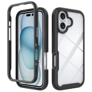 SKALO iPhone 16 Iskunkestävä Clear Hybridi Suojakuori - Musta