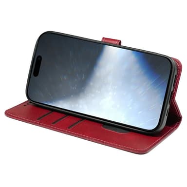 SKALO iPhone 16 Pro Lompakkokotelo PU-nahkaa - Punainen