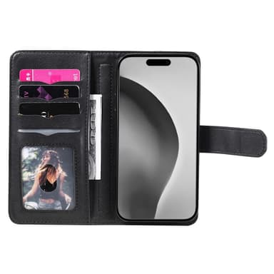 SKALO iPhone 16 Pro Max 10-lokeroa Lompakkokotelo - Musta