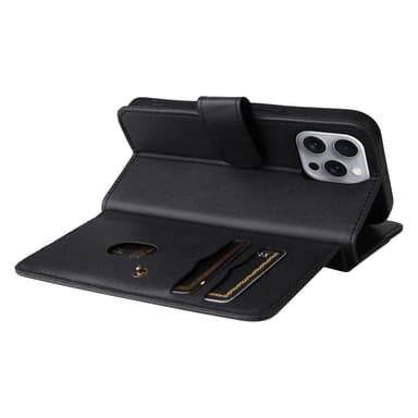 SKALO iPhone 16 Pro Max 10-lokeroa Lompakkokotelo - Musta