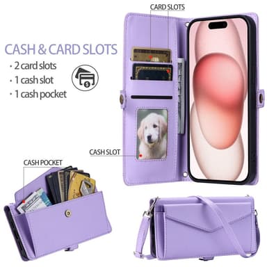 SKALO iPhone 16 Pro Max Evelope Clutch 5-Lokeroa - Violetti