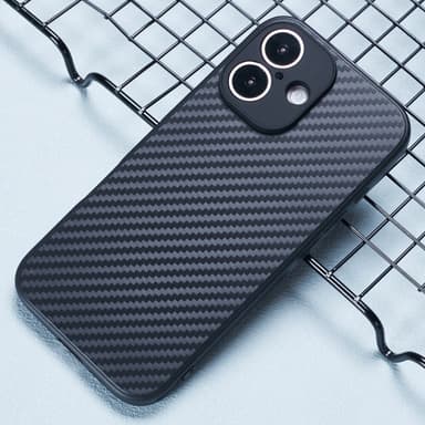 SKALO iPhone 16 Carbon Fiber TPU-suojakuori - Musta