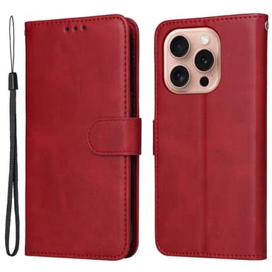 SKALO iPhone 16 Pro PU-nahkainen Lompakkokotelo - Punainen
