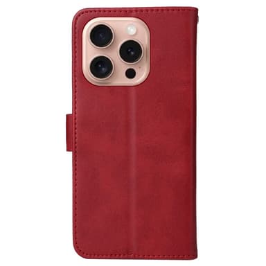 SKALO iPhone 16 Pro PU-nahkainen Lompakkokotelo - Punainen