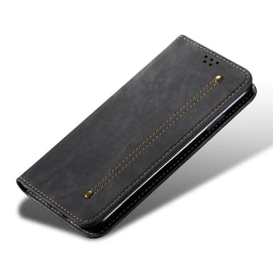SKALO iPhone 16 Plus Jeans Lompakkokotelo - Musta