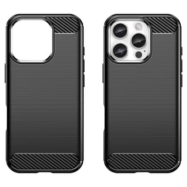 SKALO iPhone 16 Pro Armor Carbon Iskunkestävä TPU suojakuori - Musta