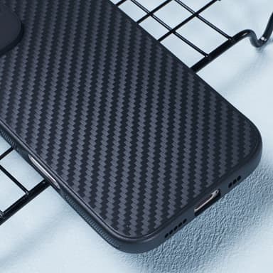 SKALO iPhone 16 Carbon Fiber TPU-suojakuori - Musta