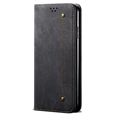 SKALO iPhone 16 Plus Jeans Lompakkokotelo - Musta
