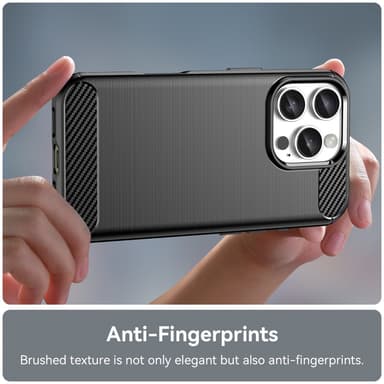 SKALO iPhone 16 Pro Armor Carbon Iskunkestävä TPU suojakuori - Musta