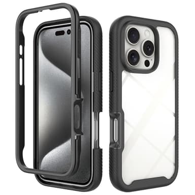 SKALO iPhone 16 Pro Iskunkestävä Clear Hybridi Suojakuori - Musta