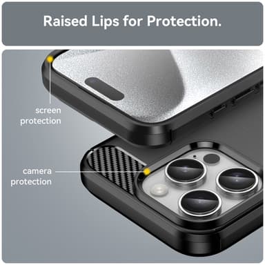 SKALO iPhone 16 Pro Armor Carbon Iskunkestävä TPU suojakuori - Musta