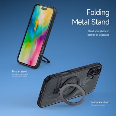 DUX DUCIS iPhone 16 Plus Aimo Series Metallisella Jalustalla Suojakuori - Musta