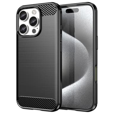 SKALO iPhone 16 Pro Armor Carbon Iskunkestävä TPU suojakuori - Musta