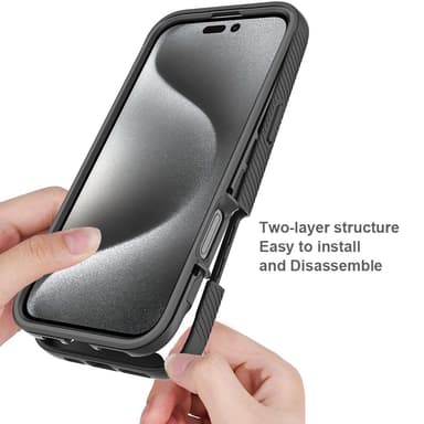 SKALO iPhone 16 Pro Max Iskunkestävä Clear Hybrid Suojakuori + suojakalvo - Musta
